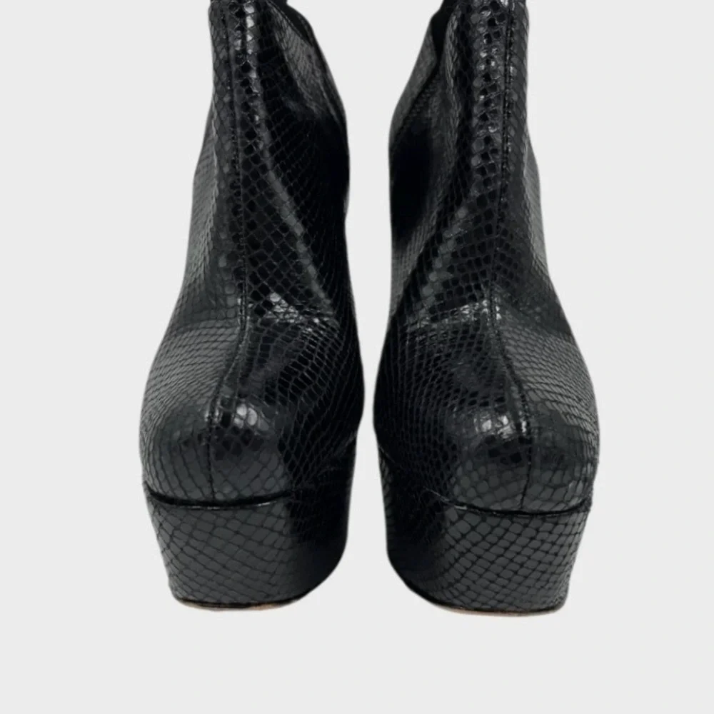 Alice + Olivia Black Thigh-High Platform Stiletto Over-the-Knee Leather Boots